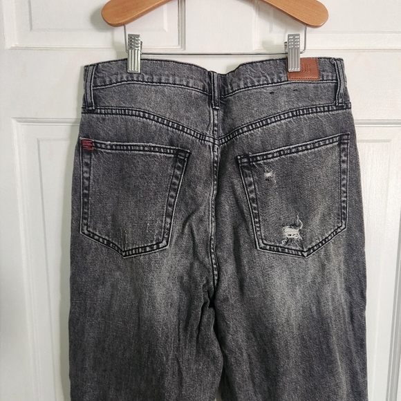 UO BDG Black Wash Distressed High Rise Slim Straight Jeans - Picture 5 of 11